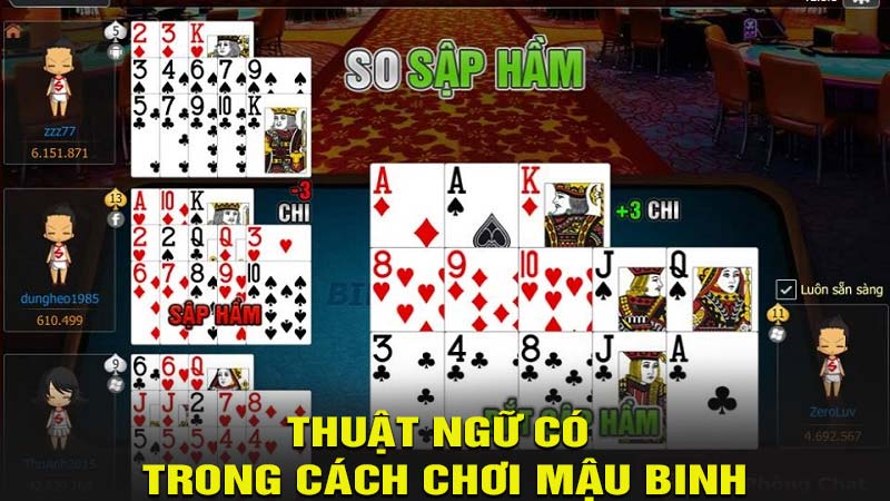 Một số thuật ngữ có trong cách chơi Mậu Binh